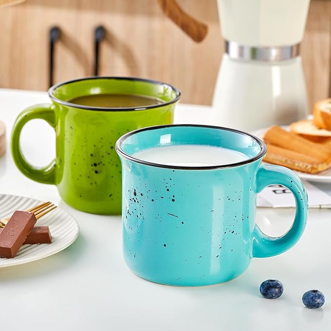 bestone Set of 4 Large Ceramic Mugs with Handles, 16 oz, Vibrant Colors, Microwave & Dishwasher Safe, Perfect for Coffee, Cereal, Latte, Salad, Noodles - Image 6