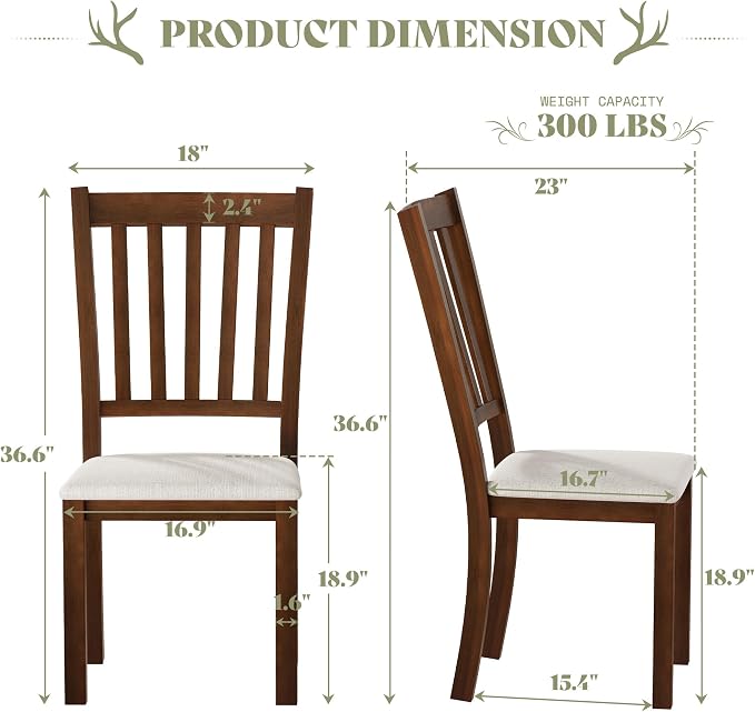 AMERLIFE Set of 8 Farmhouse Upholstered Dining Chairs with Wood Legs, Brown | Curved Back Design, Padded Dining Chairs, Solid Wood Legs, Dining Room Seating, Dark Brown Finish - Image 2