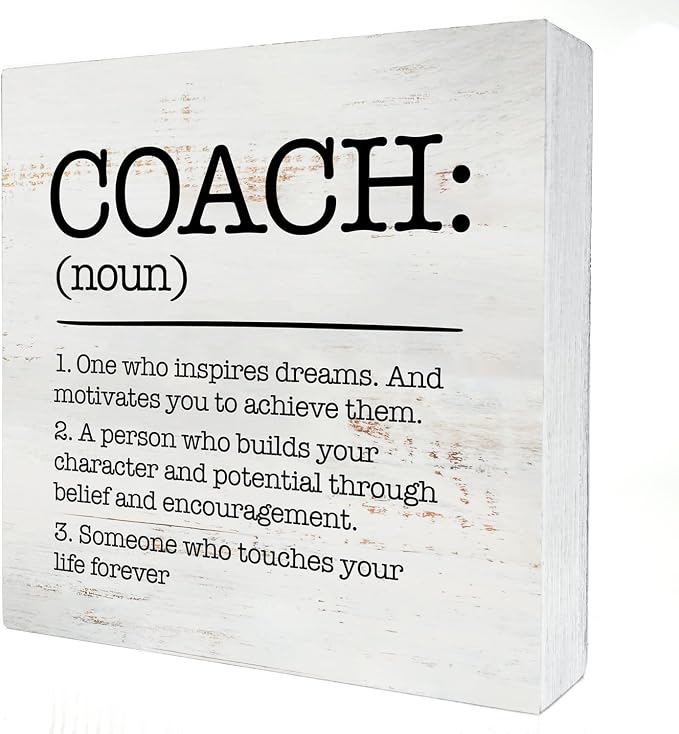 HDKY Wood Box Sign, Coach Definition, 5 x 5 inches, Rustic Decorative Signage for Wall and Desktop, Ideal Gift for Any Occasion by HDKY