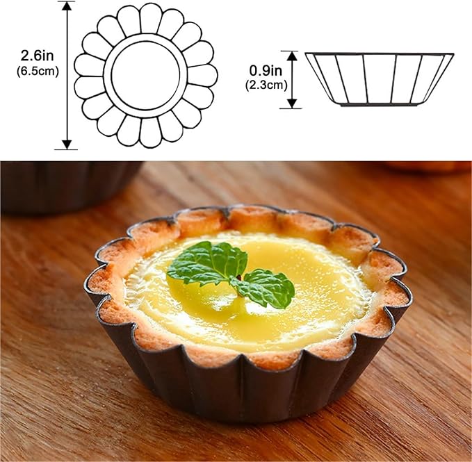24Pcs Pan Mold Tart Quiche Flan Cake Non-stick Pie Pizza Mold Cupcake Egg Tart Tartlet Baking Mold Muffin Cup Pizza Pan Bakeware - Image 3
