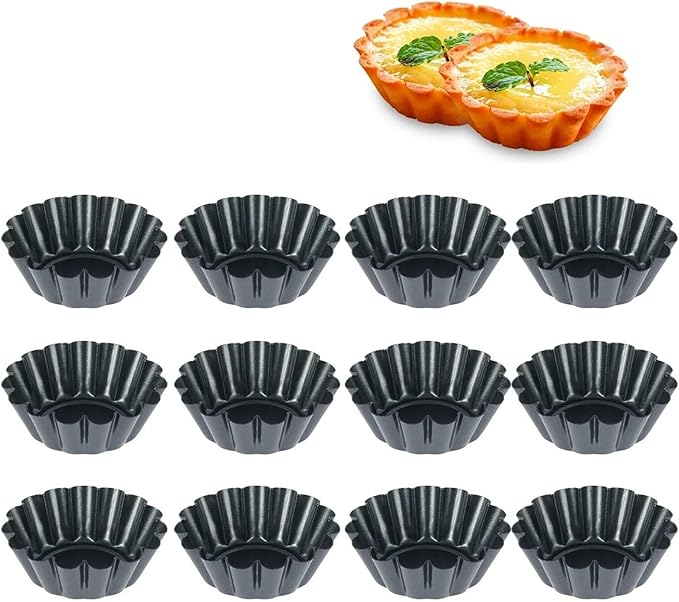 24Pcs Pan Mold Tart Quiche Flan Cake Non-stick Pie Pizza Mold Cupcake Egg Tart Tartlet Baking Mold Muffin Cup Pizza Pan Bakeware - Image 2