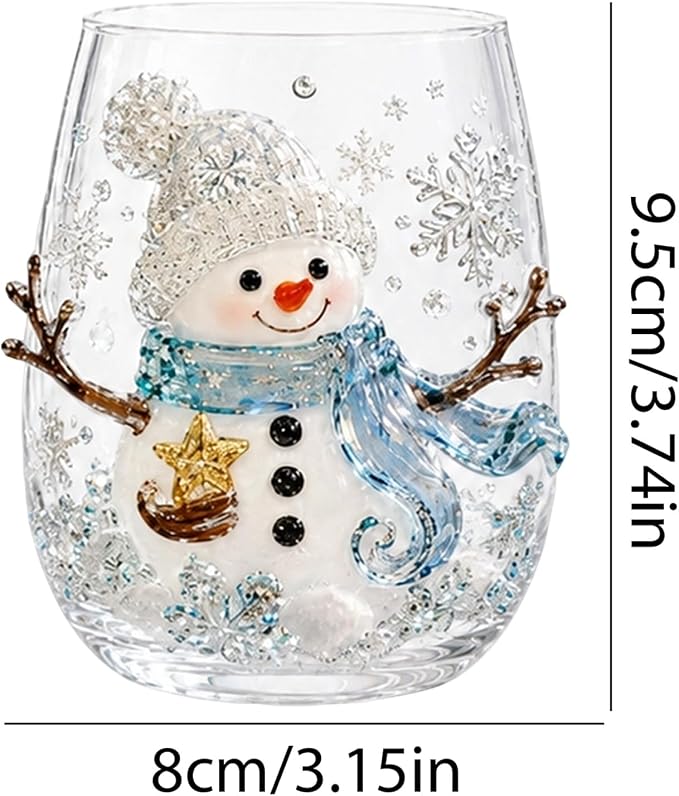 3D Christmas Glass Art Cup, Luxury Raised Holiday Glassware Collection | Cute Festive Stemless Wine Glasses,Artistic Holiday Table Ornaments,Perfect Christmas Home Decor Gifts for Various Beverages - Image 3
