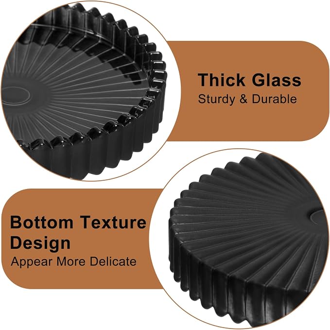 Glass Drink Coaster Set of 5- Coasters for Desk Coffee Table Black Coasters | Modern Round Cup Mats, Glass Coasters Coffee Table Decor for Kitchen, Bar, Dining Room, Living Room, Office - Image 5