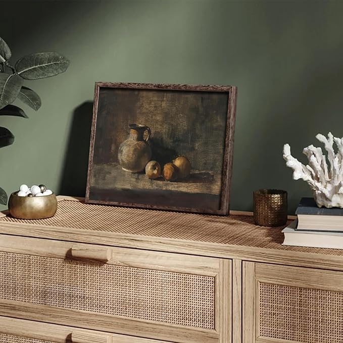 XOCUUI Farmhouse Still Life Picture Living Room - Rustic Vintage Decor for Bedroom - Peach Fruit Dining Room Moody Muted Oil Painting Art Deco Wall Art for Kitchen - 8 x 10 No Frame - Image 7