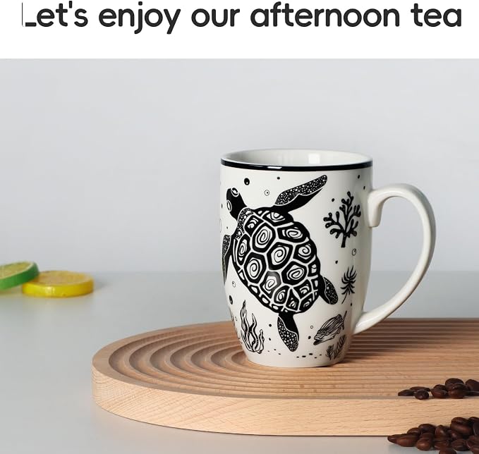 Cute Gifts 16 oz Coffee Mug Sea Turtle and Octopus, Funny Boho Tea Mugs for Women, Large Ceramic Coffee Cups for Chrismas - Image 6