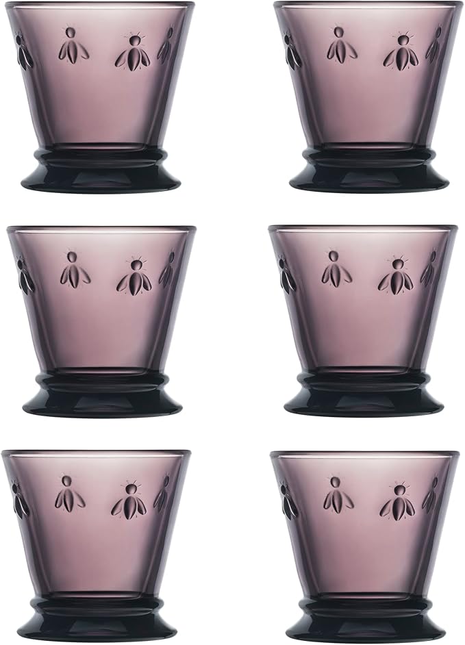 La Rochere Bee Aubergine Tumbler Set/6 - La Rochere Bee Glassware Sets by LaRoch%C3%A8re
