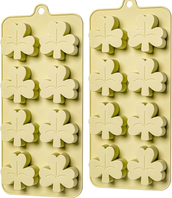 Shamrock Chocolate Molds, 2 Pack Silicone Dessert Mold, St. Patrick's Day Theme, Green, Silicone, BPA Free