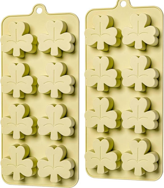 Shamrock Chocolate Molds, 2 Pack Silicone Dessert Mold, St. Patrick's Day Theme, Green, Silicone, BPA Free