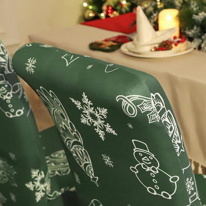 FORCHEER Chair Covers for Dining Chairs Set of 4,Christmas Deco Stretch Dining Room Chair Cover Kitchen Parsons Chair Slipcovers (Pack of 4, Christmas Deco) - Image 6