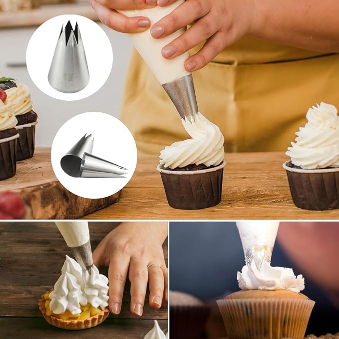 3 PCS 1M Cake Piping Tips, Cake Decorating Tips for Buttercream, Icing, DIY Cupcake Baking