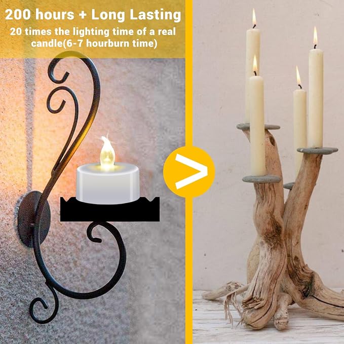 100 Pack LED Tea Lights Bulk, 200+ Hours Long Lasting Battery Operated Flameless Candles for Wedding Centerpieces, Proposal Decorations, Valentine's Day & Event Decor (Warm White) - Image 5