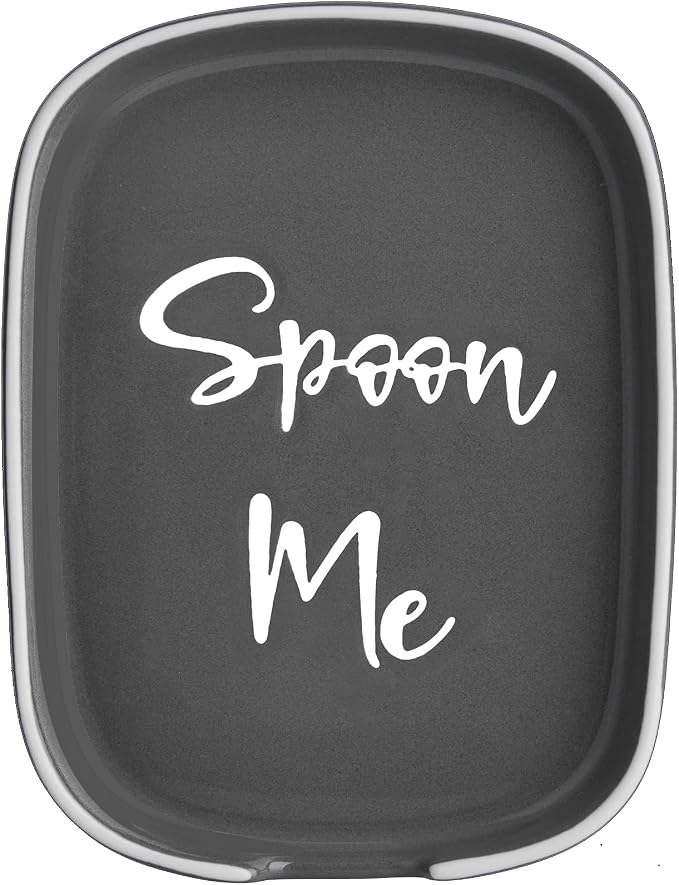 Ceramic Spoon Rest for Stove Top, DAYYET Large Spoon Holder for Kitchen Counter, Coffee Spoon Rest, Heat-Resistant Cooking Utensil Rest, Kitchen Decor, Gray by DAYYET