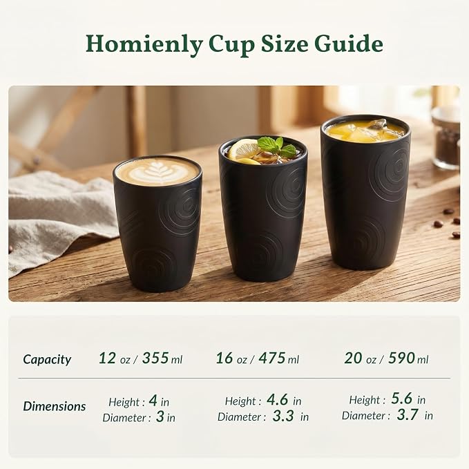 Homienly Wheat Straw Drinkware 12oz Unbreakable Drinking Glasses 6-Piece Stackable Kithen Cups Dishwasher and Microwave Safe Cups for Everyday Family Meals, Entertaining-Black - Image 9