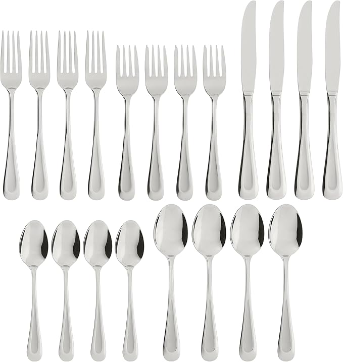 Oneida Satin Sand Dune 20-Piece 18/0 Silverware Set for 4, Flatware | sandblasted finish, dishwasher safe | includes knives, forks, and spoons | heavy duty, cutlery set for kitchen and dining - Image 2