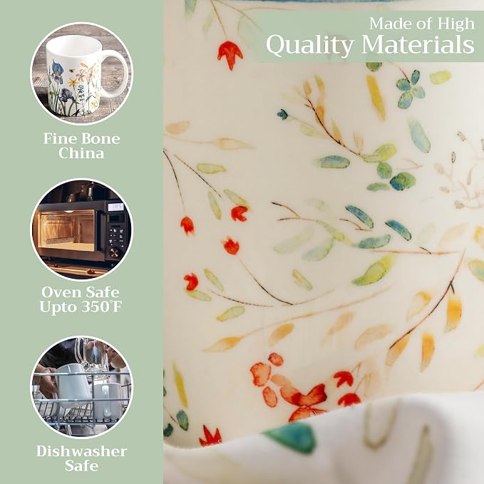 Maison d' Hermine Coffee Mug with Handles Tea Cups (15 Ounce, Pack of 2) | Fine Bone China Coffee Mugs for Hot Beverages Cappuccino Latte Home Restaurant Hotel Spring Summer -Colmar - Image 3