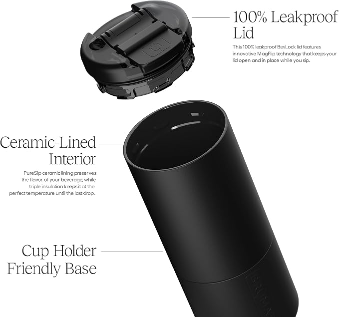 BrüMate Strova 18oz 100% Leakproof Insulated Coffee Mug | Ceramic-Lined Interior | Built-In Silicone Sleeve for Travel | Locking Flip Lid (Glacier) - Image 3