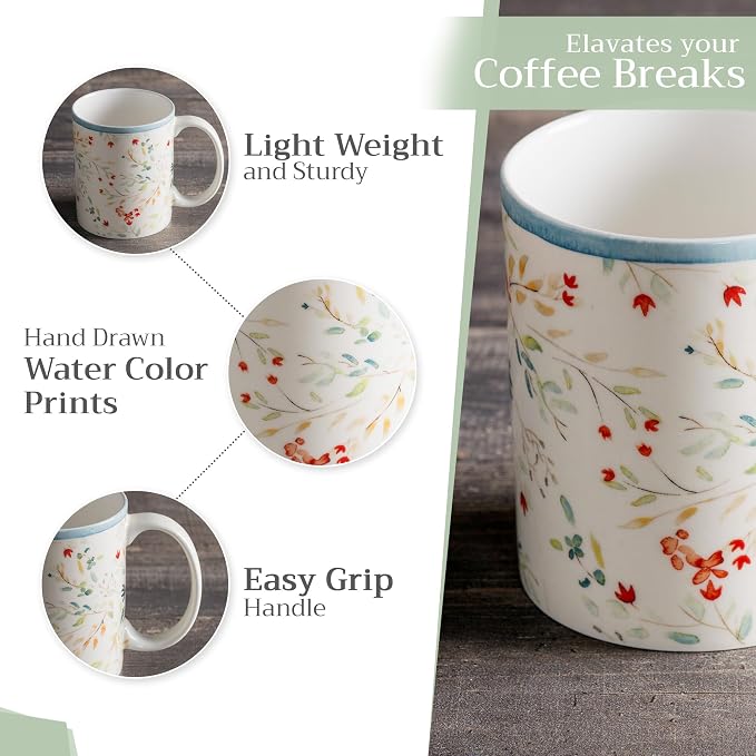 Maison d' Hermine Coffee Mug with Handles Tea Cups (15 Ounce, Pack of 1) | Fine Bone China Coffee Mugs for Hot Beverages Cappuccino Latte Home Restaurant Hotel Spring Summer -Colmar - Blue - Image 5