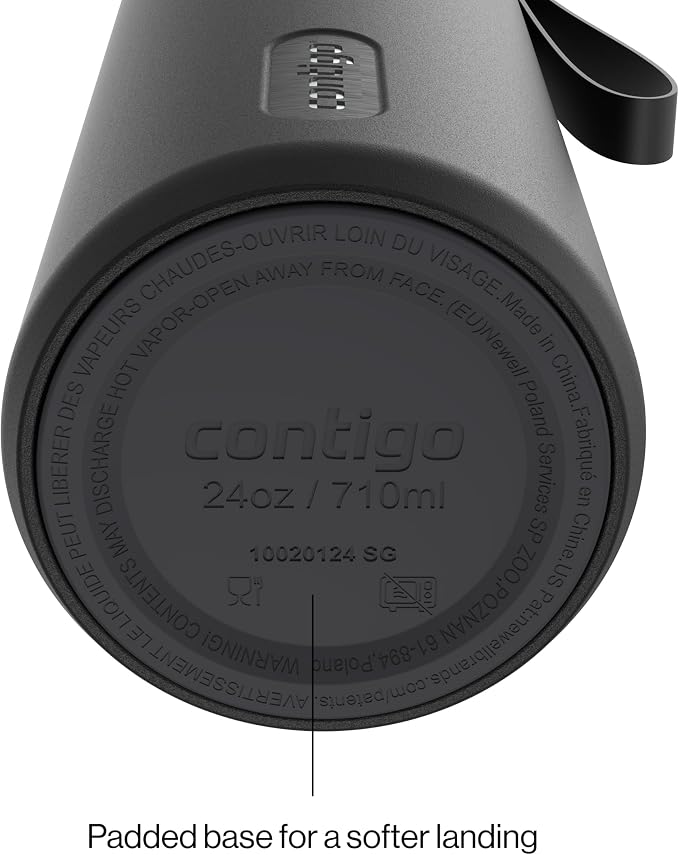 Contigo AutoSeal 24 oz Stainless Steel Vacuum-Insulated Water Bottle with Leakproof Push-Button Spout & Lock, Carry Strap, BPA-Free & Lead-Free, Dishwasher Safe - Image 4
