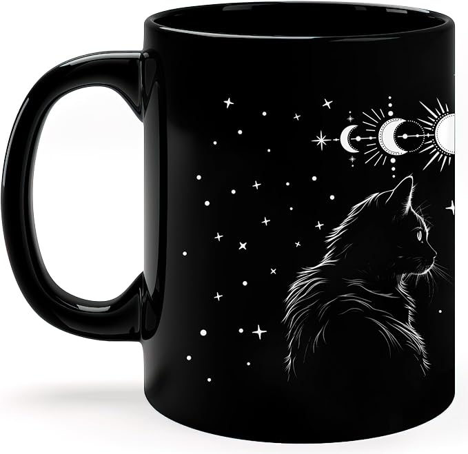 Black Cat Mug 11oz Cat Lover Gifts for Women Funny Goth Coffee Mug - Witch, Goth Decor Halloween Cup With Cats Goth Gift Witchy Gifts for Women - Halloween Mugs Cats Christmas Gothic Home Decor by STARTERFLUID
