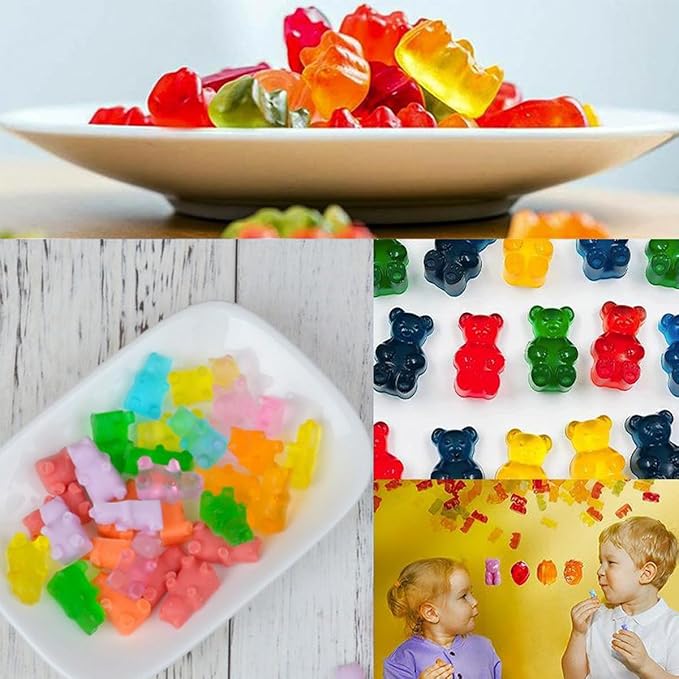 LeLehome 5Pcs Silicone Gummy Molds Set - Bear, Dinosaur, Animal, Donut, Heart Candy Molds 261 Cavities with 2 Droppers - Non-Stick, BPA Free for Chocolate & DIY