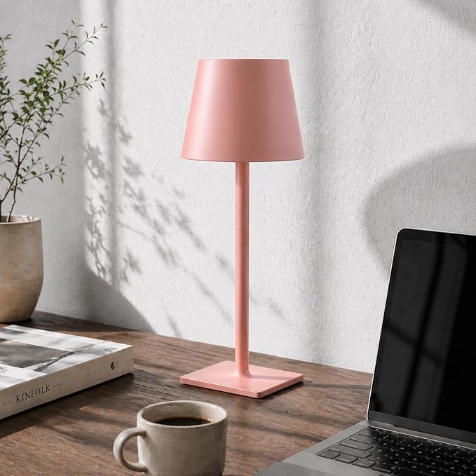 Yogaret Pink Cordless Table Lamps, 6000mAh Rechargeable Battery, 2 Pack | Portable table lights set of 2 wireless battery operated lamps for indoor tables, patio, restaurant, dinner and kitchen use - Image 6