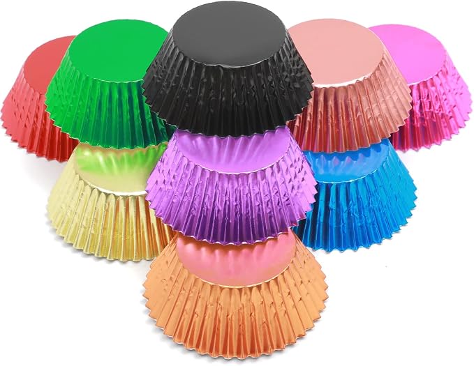qiqee Foil Cupcake Liners, 500 Count, Standard Size, 10 Colors by Qiqee
