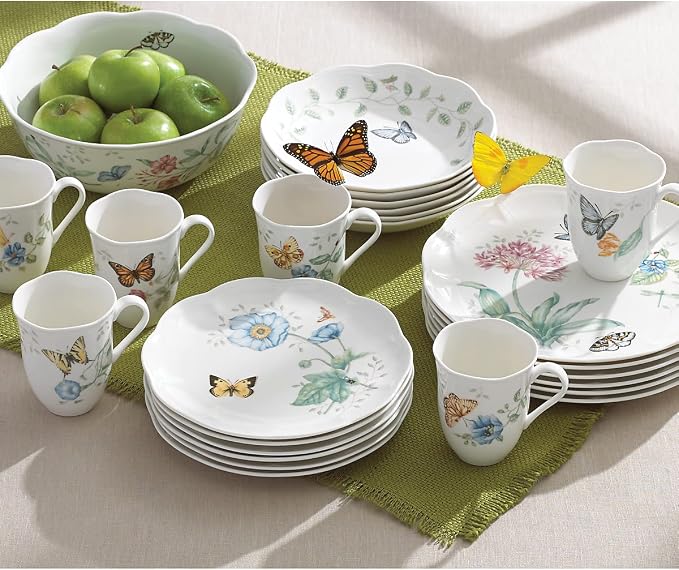 Lenox Dinnerware Set, Butterfly Meadow 18-Piece Set, Service For 6, White Porcelain, Butterfly And Flower Designs, Plates And Bowls Sets, Dishwasher Safe, Home & Kitchen (Assorted, 18 Pieces) - Image 5
