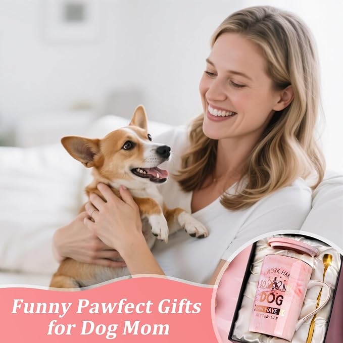 Dog Mom Gifts for Women, Unique Dog Lover Gift, 14oz Pink Marble Coffee Mug | Gold Print Cup Presents for Dog-Loving Friend Birthday, Christmas, Valentines, Mothers Day, with Greeting Card, Nice Gift Box - Image 6