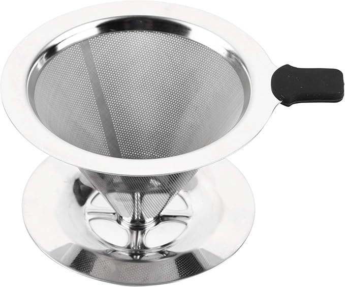 Eujgoov Double Layer Food Grade Stainless Steel Coffee Filter Silver 100x60mm Washable Reusable Fast Filtration for Home Office Travel Camping