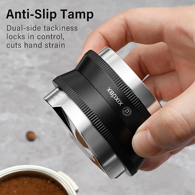 53mm Espresso Tamper, Coffee Distributor and Tamper 304 Stainless Steel Espresso Hand Tamper, Adjustable Depth Espresso Distribution Tool, Professional Espresso Leveler Barista Tools
