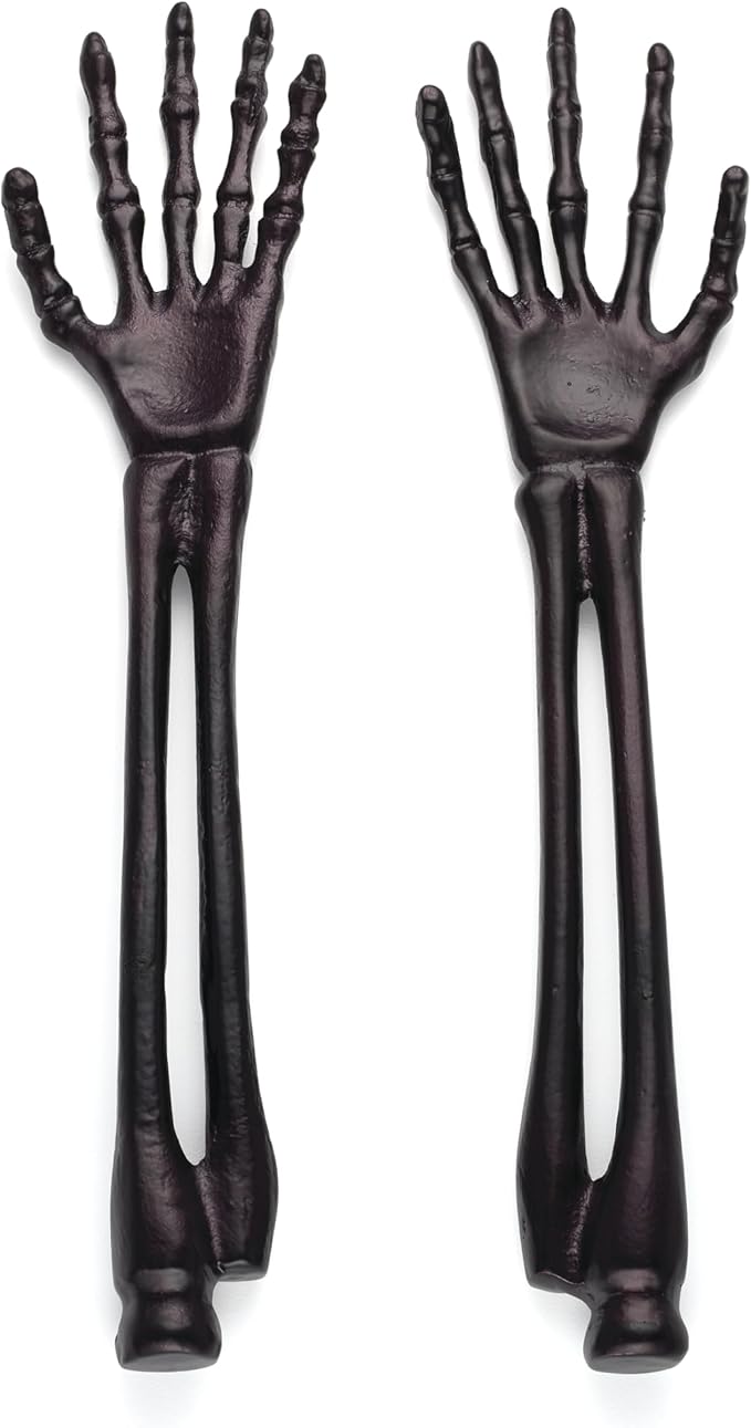 Oneida Vintro Halloween Skeleton Silverware Salad Tongs, Flatware | aluminum, black satin lacquer finish | 12 inch length | halloween party salad serving utensils, halloween kitchen decor by Oneida