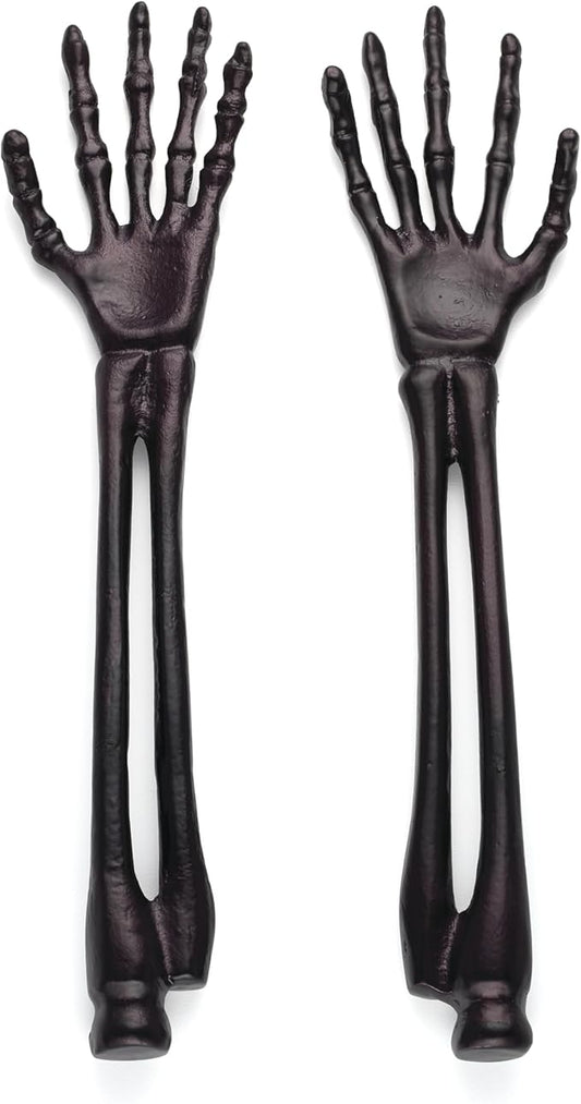 Oneida Vintro Halloween Skeleton Silverware Salad Tongs, Flatware | aluminum, black satin lacquer finish | 12 inch length | halloween party salad serving utensils, halloween kitchen decor by Oneida