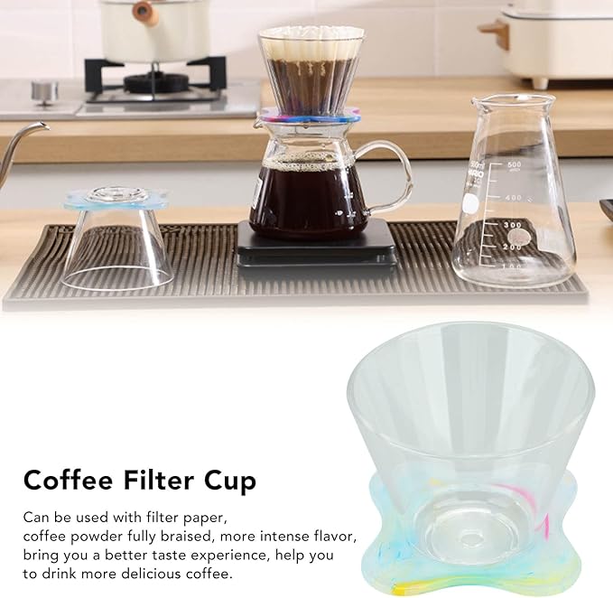 Coffee Dripper for V3, Can be Used with Filter Paper, Coffee Powder Fully Braised, more Intense Flavor, Dripper Size: 9 x 9 x 7cm/3.5 x 3.5 x 2.8in, Holder Size: 8 x 8cm/3.1 x 3.1in