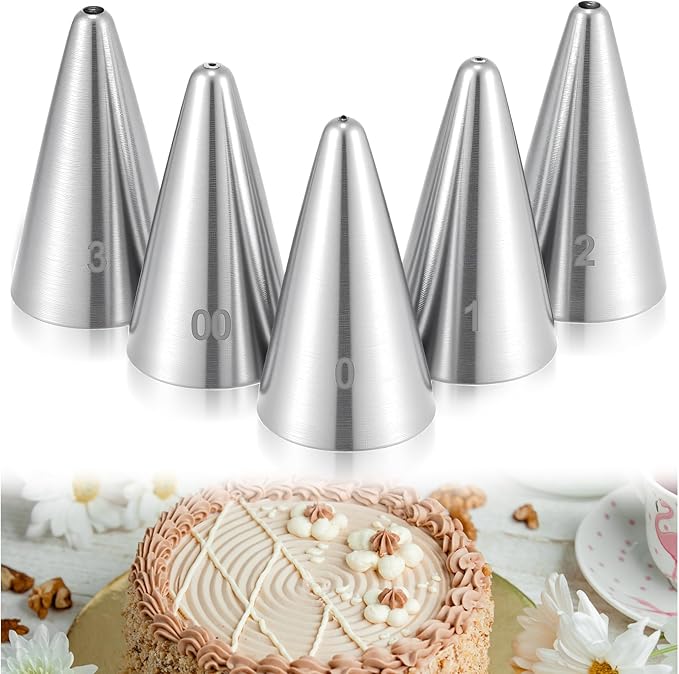5pcs Small Writing Piping Tip Round Icing Tips, Cake Decorating Supplies Piping Tips, Piping Nozzles Decorating Tips, Baking Tools For Buttercream, Icing, Birthday Cake, Cupcake, DIY Art