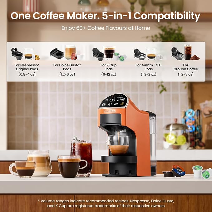 Magician2 Multi-Pod Coffee Maker & Espresso Machine for Home/Office & Dorms | Fits K Cup/Nespresso/Dolce Gusto/ESE Pods/Ground, Touchscreen & Pods Recognition, Adjustable Temp/Volume, Strong/Bold, 20 Bar - Image 2