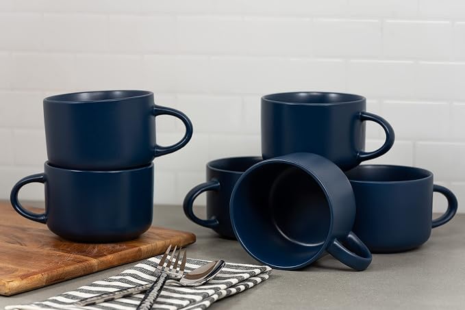 10 Strawberry Street Wazee Matte 4.75"/22 oz Oversized Mug, Set of 6, Midnight Blue - Image 3