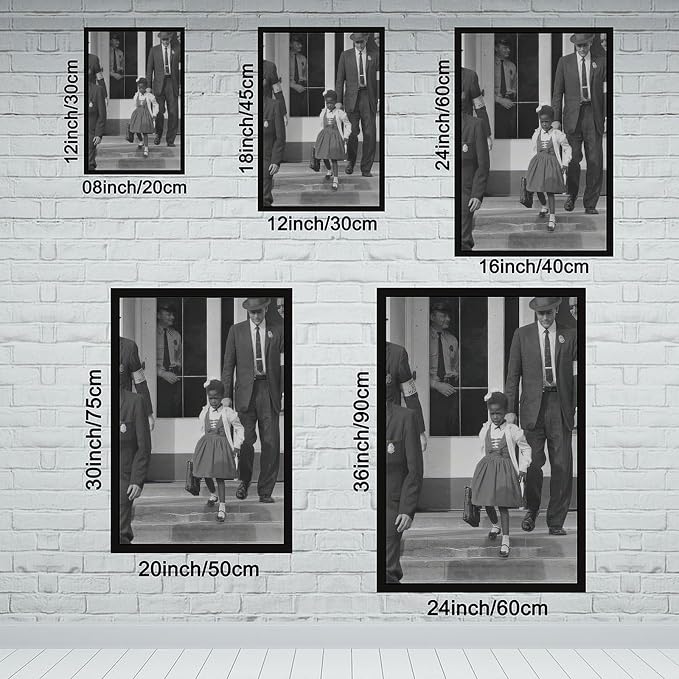 Young Black Girl Protesting, Ruby Bridges, Civil Rights Movement, Vintage Feminism Poster Canvas Poster Wall Art Decor Print Picture Paintings for Living Room Bedroom Decoration Black Frame 24x36in(60 - Image 2