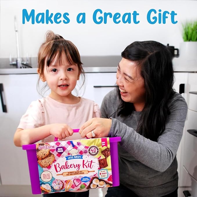 GirlZone Kids Baking Set for Girls - Multicolor, 40-Piece - Girls Baking Kit & Little Baker Set with Apron & Baker Outfit, Whisk, Cookie Cutters, Tools & Recipe Book