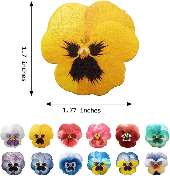 48 Pcs Edible Flowers Cupcake Toppers Small Pastel Flowers Cake Toppers Edible Wafer Pansies for Baby Shower Kids Birthday Party Wedding Food Decorations Mixed Color - Image 2