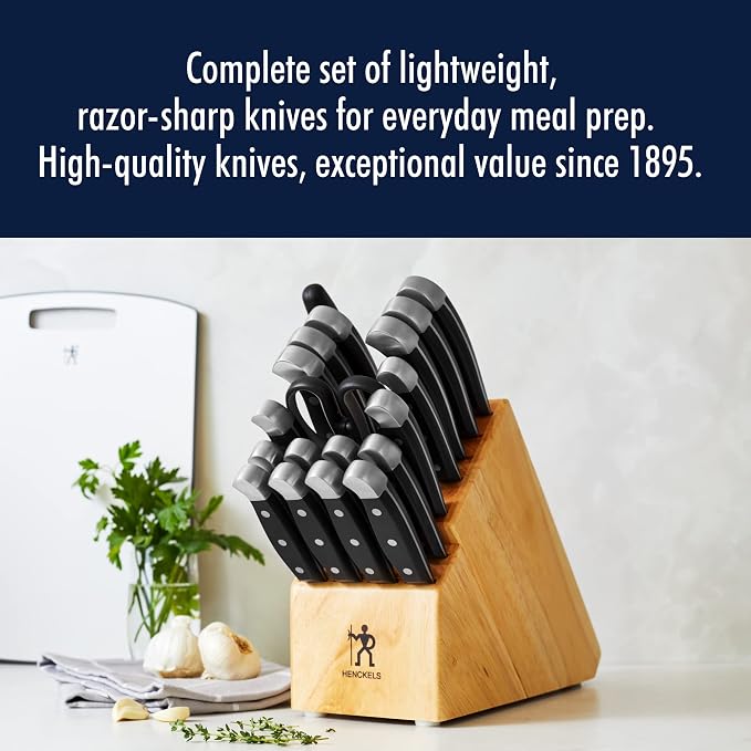 Henckels Statement 20-Pc Knife Block Set, Razor-Sharp, German Engineered | Informed by 100+ Years of Mastery. Effortless Cutting with Lightweight with Comfortable Grip, Dishwasher safe. - Image 2