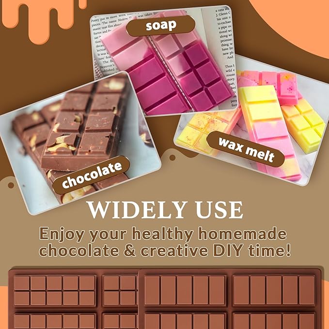 HKNMTT Chocolate Bar Molds Silicone 5 Snap Deep Moulds for Filling Dubai Wax Candy Energy Protein Bars, Food Grade Non stick Home DIY Handmade Gifts