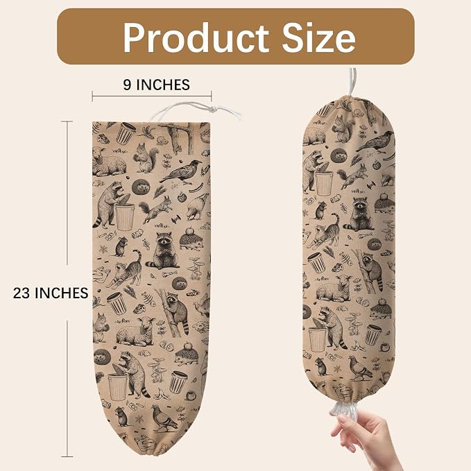 Plastic Bag Holder Dispenser, Plastic Grocery Bag Organizer & Wall Mount Paper Trash Bags Saver Storage for Kitchen Home Pantry Decor, Retro Animal Shopping Bags Storage Dispenser - Image 2