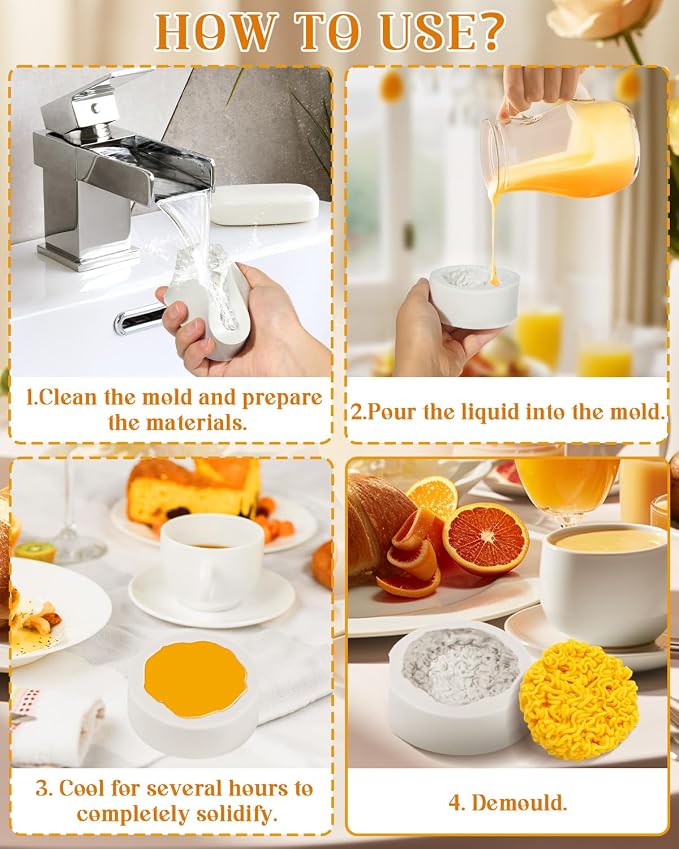Instant Noodles Silicone Mold, Noodle Candle Mold, Instant Noodle Fondant Molds, Food Shaped Molds for Chocolate Bath Bomb Home Ornaments Making Tools - Image 7