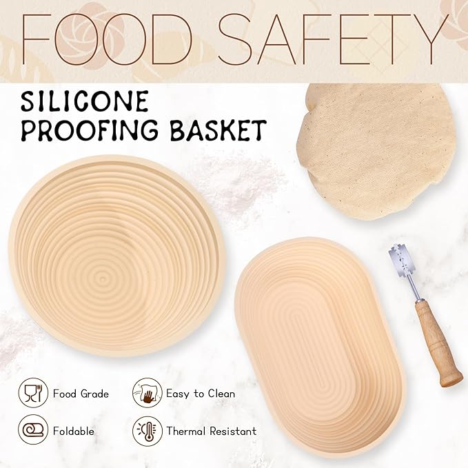 Sourdough Kit, 40oz Sourdough Starter Kit, 2 Silicone Banneton 9 Bread Proofing Baskets,Complete Sourdough Bread Baking Supplies for Beginners,sourdough bread baking supplies