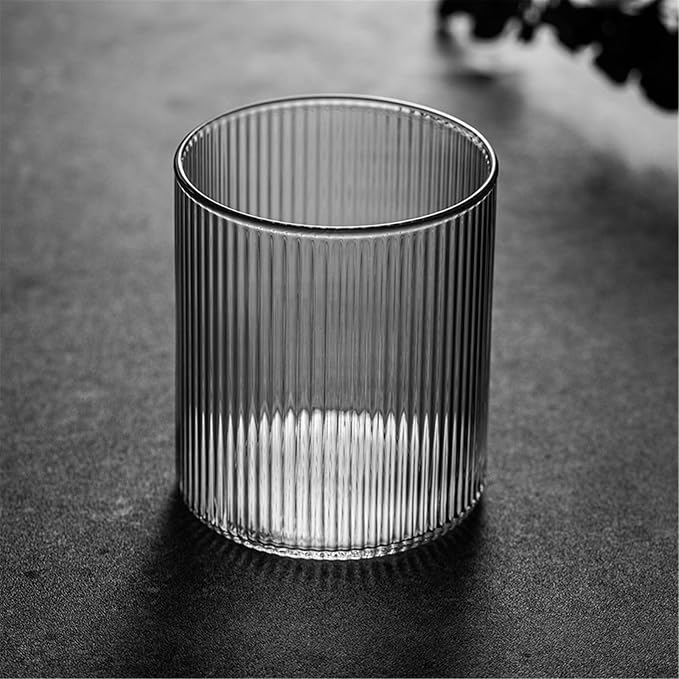 drinking glassware Clear Vertical Striped Glass Tumbler, 260ML - Image 3