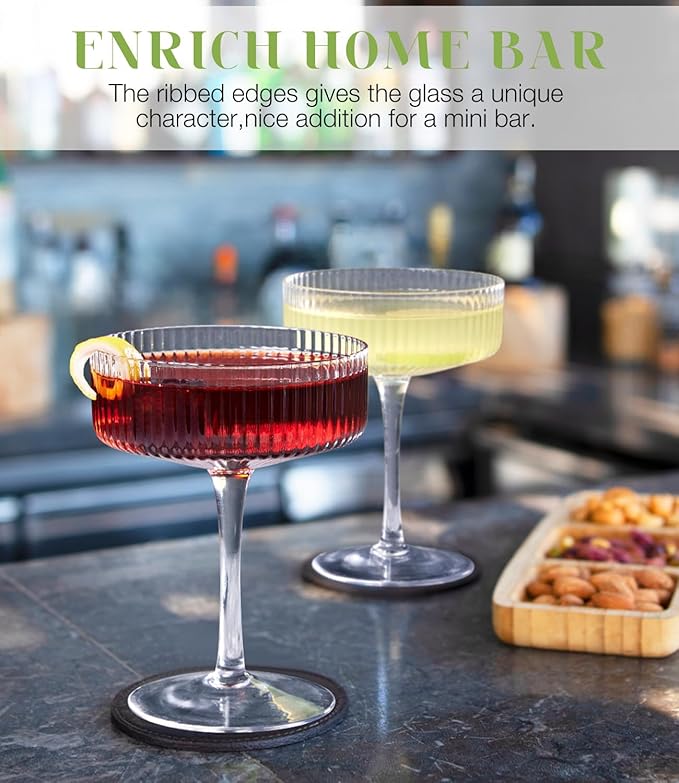 Martini Glasses Set of 4, 10oz Coupe Cocktail Glasses for Margarita | Manhattan, Cosmopolitan, Espresso, Home Bar, Evening Parties, Birthdays, Housewarming Gift - Image 3