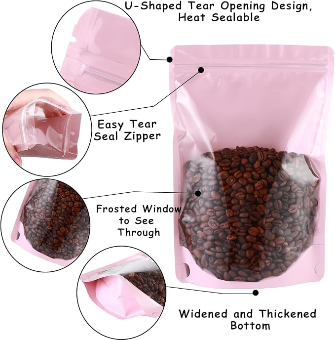 150 Pcs 4x6 Mylar Bags for Food Storage Mylar Bags with Window Stand Up Pouches Small Resealable Smell Proof Bags Freeze Dried Candy Packaging Bulk - Image 2