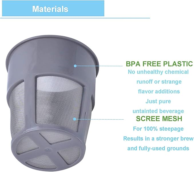 Podoy K400 Reusable Coffee Filter Inner Compatible with Keurigg My K Cup 2.0 K250 K300/350/375 /450/475 Grey Universal Reusable Filter with Coffee Spoon