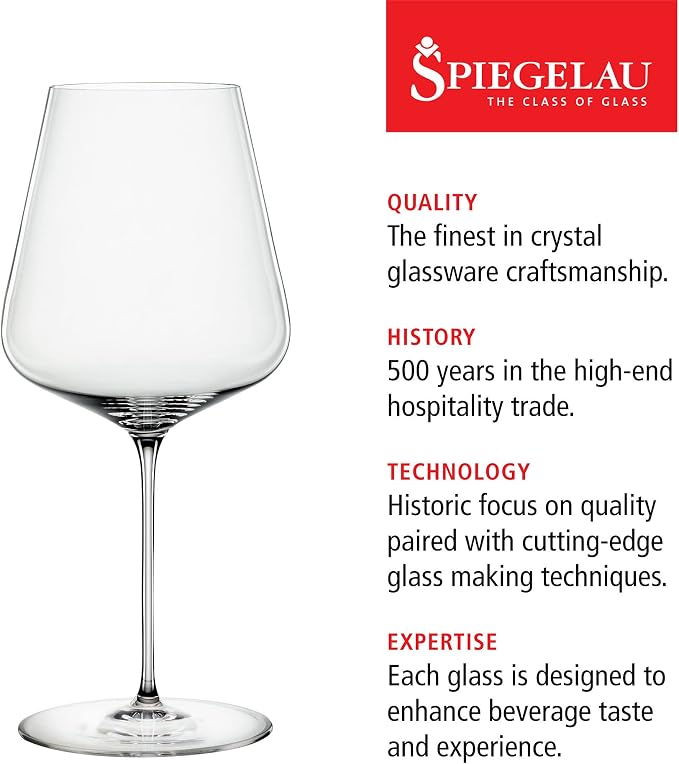 Spiegelau Definition Bordeaux Wine Glasses, Crystal Clear Drinking Glasses for Red Wine, Elegant Stemmed Glassware, Home Bar, Dinner Party, Wedding Gifts, Hosting Essentials, 26 oz, Set of 4 - Image 2