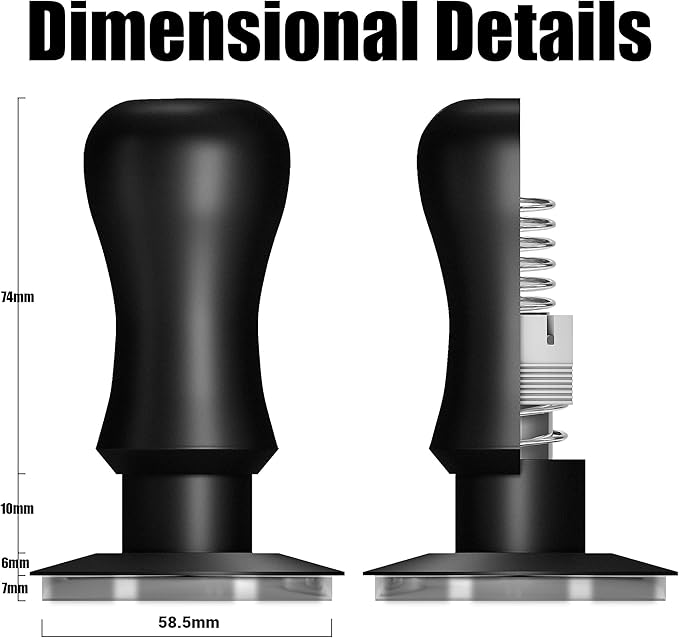 KYONANO 58.5mm Espresso Tamper, 30lb Spring-Loaded Calibrated Coffee Tamper, 304 Stainless Steel, Anodized Aluminum Handle Barista Tamper Suit for Over 58mm Rancilio, Gaggia Portafilter